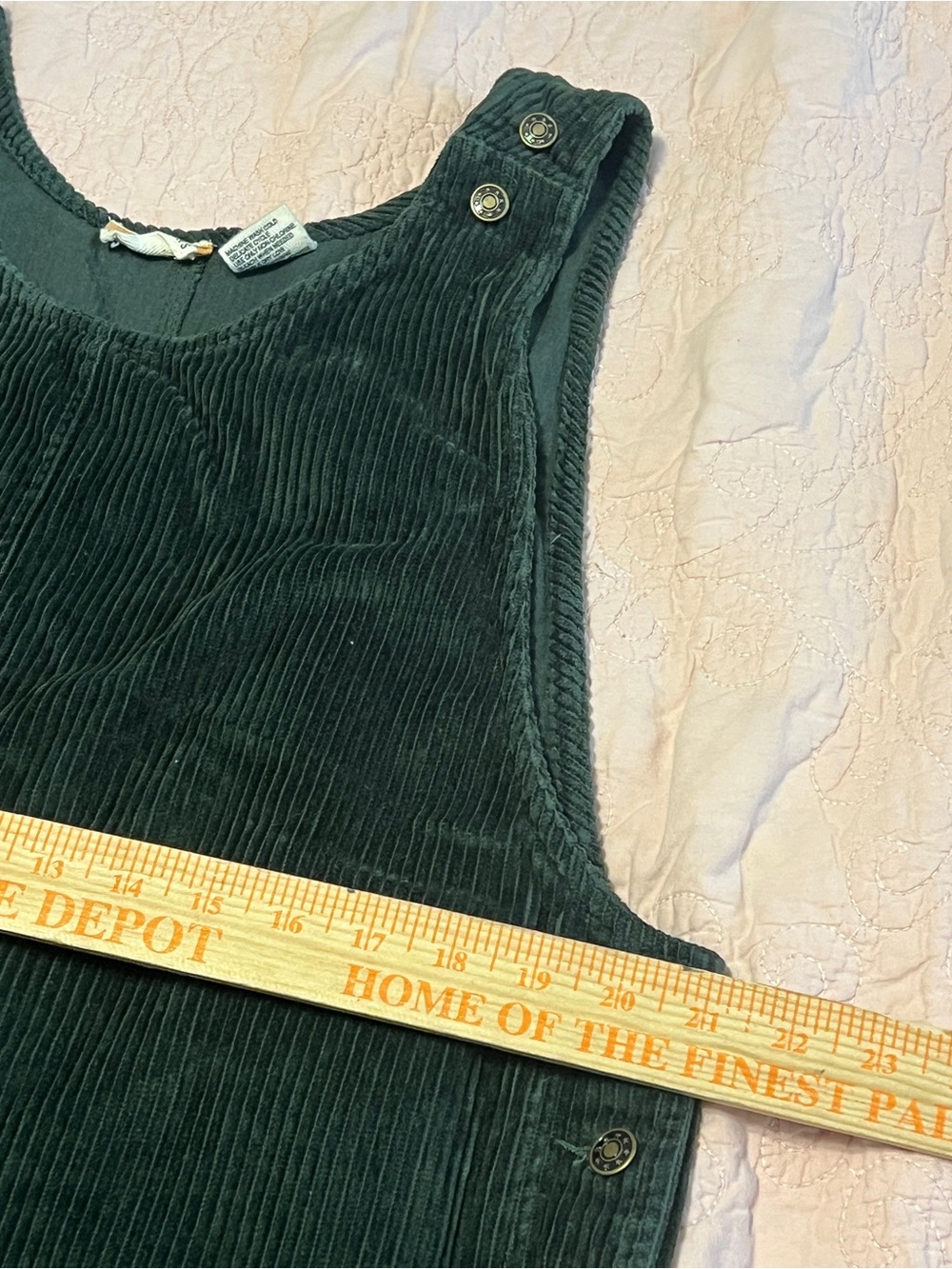 Vintage Dark Green Corduroy Pinafore Mini Dress - Picture 4 of 7